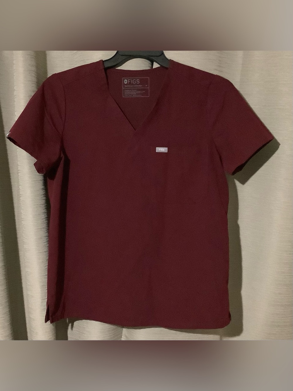 Figs Scrub Burgundy one pocket catarina Top medium